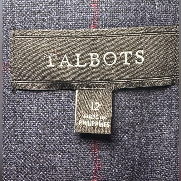 💙 Talbots Navy Wool Blend Windowpane Blazer – Size 12 New - Picture 8 of 9